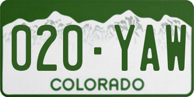 CO license plate 020YAW