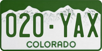 CO license plate 020YAX