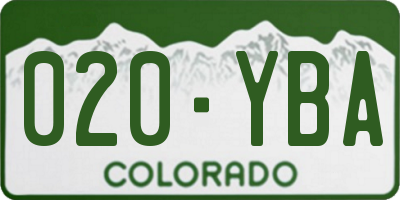 CO license plate 020YBA