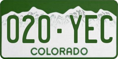 CO license plate 020YEC