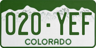 CO license plate 020YEF