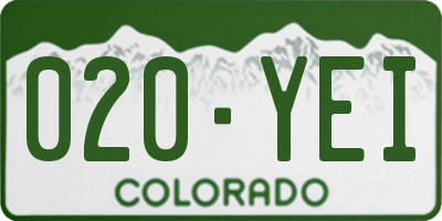CO license plate 020YEI