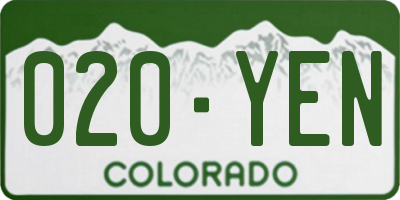 CO license plate 020YEN