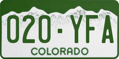 CO license plate 020YFA