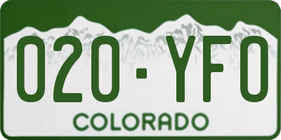 CO license plate 020YFO