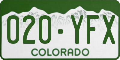 CO license plate 020YFX
