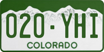 CO license plate 020YHI