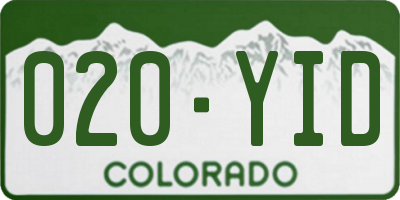 CO license plate 020YID