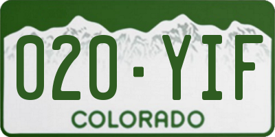 CO license plate 020YIF