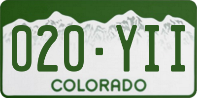 CO license plate 020YII