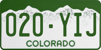 CO license plate 020YIJ