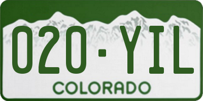 CO license plate 020YIL