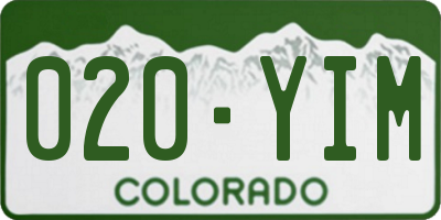 CO license plate 020YIM
