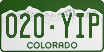 CO license plate 020YIP
