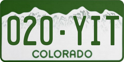 CO license plate 020YIT