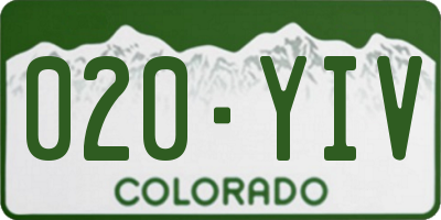 CO license plate 020YIV