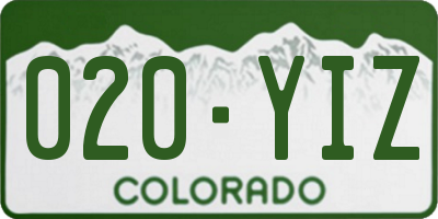 CO license plate 020YIZ