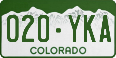 CO license plate 020YKA