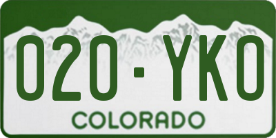 CO license plate 020YKO