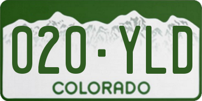 CO license plate 020YLD