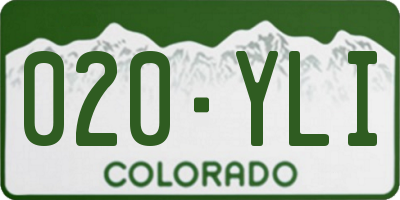 CO license plate 020YLI