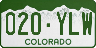 CO license plate 020YLW