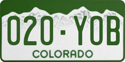 CO license plate 020YOB