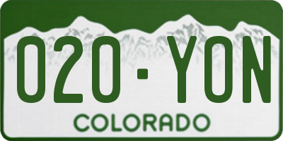 CO license plate 020YON