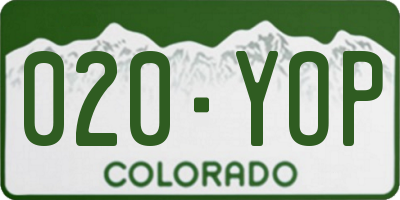 CO license plate 020YOP