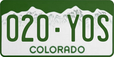 CO license plate 020YOS