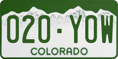 CO license plate 020YOW