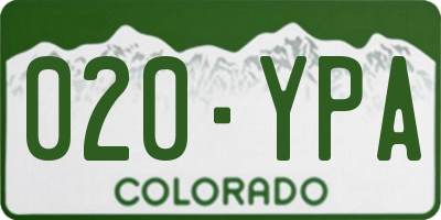 CO license plate 020YPA