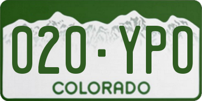 CO license plate 020YPO
