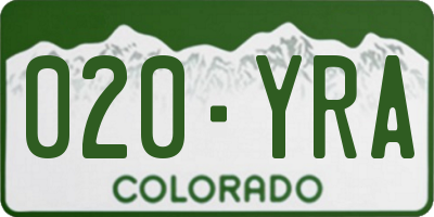 CO license plate 020YRA