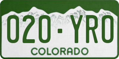 CO license plate 020YRO