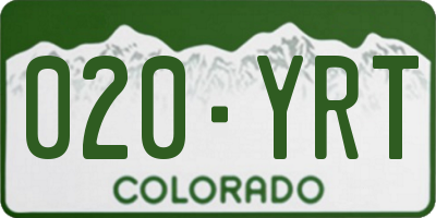 CO license plate 020YRT