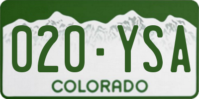 CO license plate 020YSA