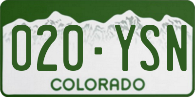 CO license plate 020YSN