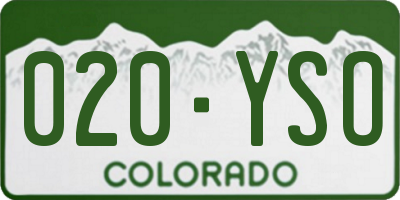CO license plate 020YSO