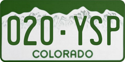 CO license plate 020YSP