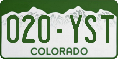 CO license plate 020YST