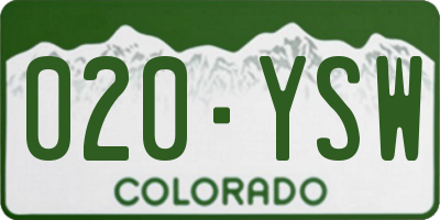 CO license plate 020YSW