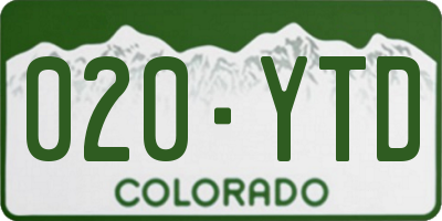 CO license plate 020YTD