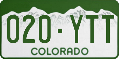 CO license plate 020YTT