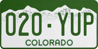 CO license plate 020YUP