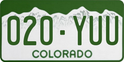 CO license plate 020YUU
