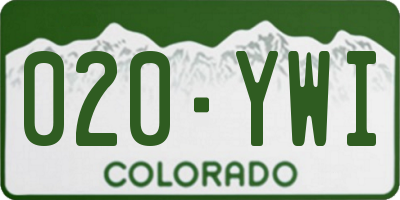 CO license plate 020YWI