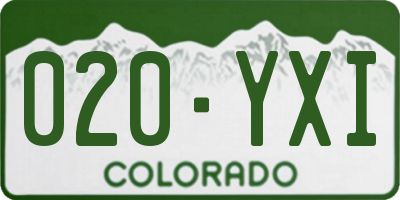 CO license plate 020YXI
