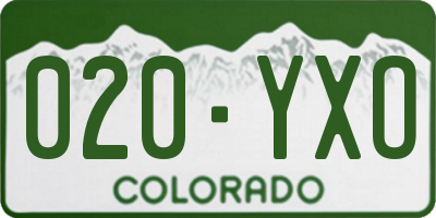CO license plate 020YXO