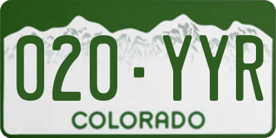 CO license plate 020YYR
